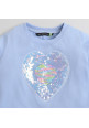 Tiara Full Sleeves Heart Sequin Embellished Single Jersey Winter Jogger Set - Blue