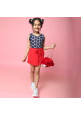 Tiara Girl's Summer Ruffle Top With Bow Skorts - Red