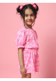 Tiara Girl's Printed Summer Backless Jumpsuit-Pink