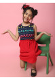 Tiara Girl's Printed Summer Ribbed Top Dress-Red