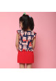 Tiara Girl's Printed Summer Ribbed Top Dress-Red