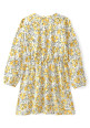Tiara Full Sleeves Seamless Watercolour Flowers Prined Fit & Flare Dress - Yellow