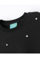 Tiara Full Sleeves Crystal Embellished Brushed Fleece Sweatshirt - Black