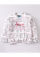 Tiara Christmas Theme Full Sleeves Snowflakes Designed And Love Text Embroidered Tee With Coordinating Winter Jogger Set - Red & White
