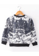 Tiara Full Sleeves Abstract Design Printed Fleece Winter Sweatshirt - Black