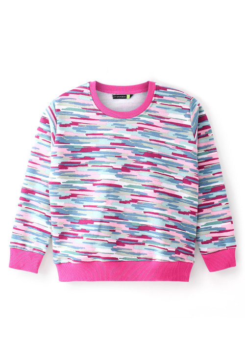 Tiara Full Sleeves Abstract Printed Fleece Sweatshirt - Pink