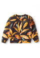 Tiara Full Sleeves Leaf Printed Sweatshirt With Coordinating Winter Jogger Set - Yellow