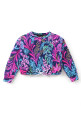 Tiara Full Sleeves Leaves Printed Sweatshirt With Solid Winter Jogger Set - Navy Blue