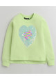 Tiara Full Sleeves Heart Sequin Embellished Single Jersey Winter Jogger Set - Lime Green