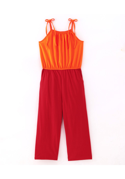 Tiara Sleeveless Colour Blocked Jumpsuit - Red