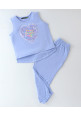 Tiara Sleeveless Heart Embroidered & Sequin Embellished Top With Joggers Set - Blue