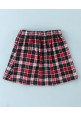 Tiara Half Sleeves Ruffled Detailed Top With Plaid Checked Skirt - Red
