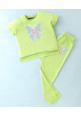 Tiara Half Sleeves Butterfly Sequin Embellished Top With Coordinating Joggers - Lime Green