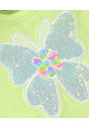 Tiara Half Sleeves Butterfly Sequin Embellished Top With Coordinating Joggers - Lime Green