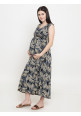 Tiara maternity yellow palm maxi dress
