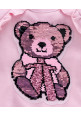 Tiara Teddy Sequence Embossed Full Sleeves Sweatshirt - Pink