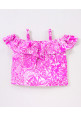 Tiara Girl's Printed Summer Ruffle Top with Bermuda Skort-Pink