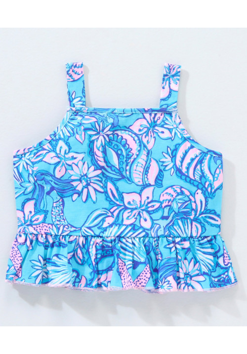 Tiara Girl's Printed Summer Ruffle Skirt Set-Blue
