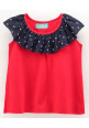 Tiara Sleeveless Solid Ruffle Top With Short - Red