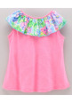 Tiara Sleeveless Solid Ruffle Top With Shorts - Pink