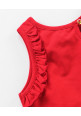 Tiara Girl's Printed Summer Double layered Bermuda skort with top-Red