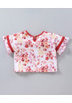 Tiara Half Sleeves Floral Print Top With Shorts - Red