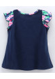 Tiara Half Sleeves Solid Top With Shorts - Navy Blue