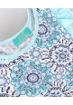 Tiara Half Sleeves Motif Print Top With Solid Shorts - Blue