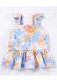 Tiara Girl's Printed Summer Ruffle top with front slit pants-Blue