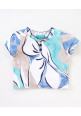 Tiara Girl's Printed Summer Snug top with Bermuda skort -Navy
