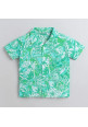 Boys Green Floral Print Shirt and Short Set